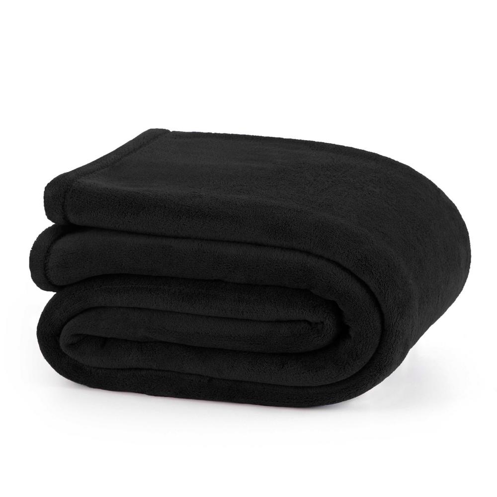 Martex Plush Black Polyester King Blanket027399031958 The Home Depot