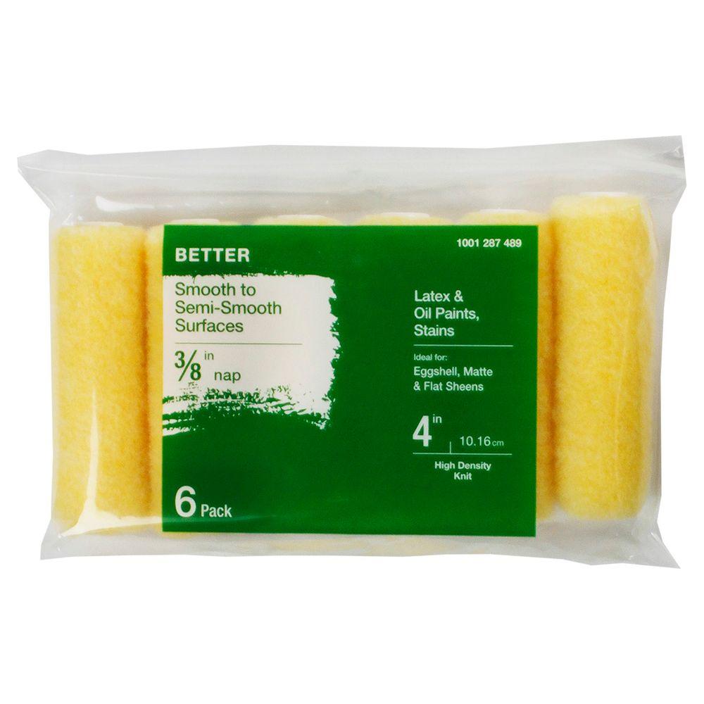 4 in. x 3/8 in. HighDensity Polyester Knit Mini Paint Roller (6Pack