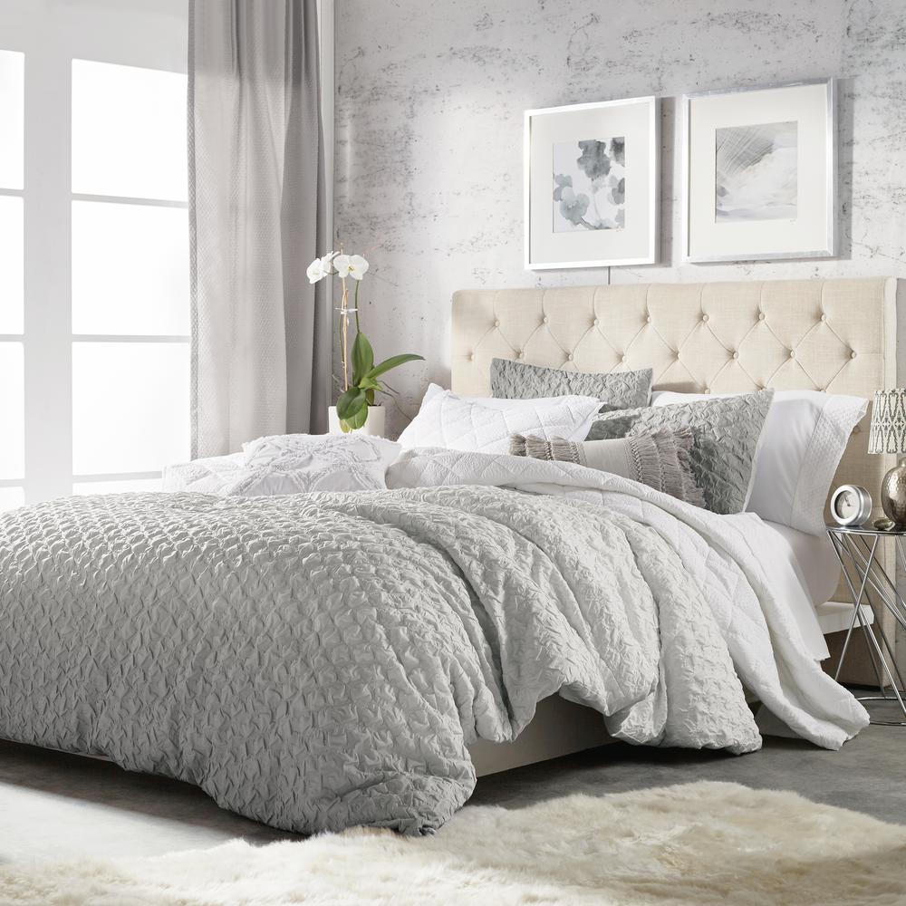 Ombre 3 Piece Grey Full Queen Comforter Set 2a8646c3gy The Home Depot