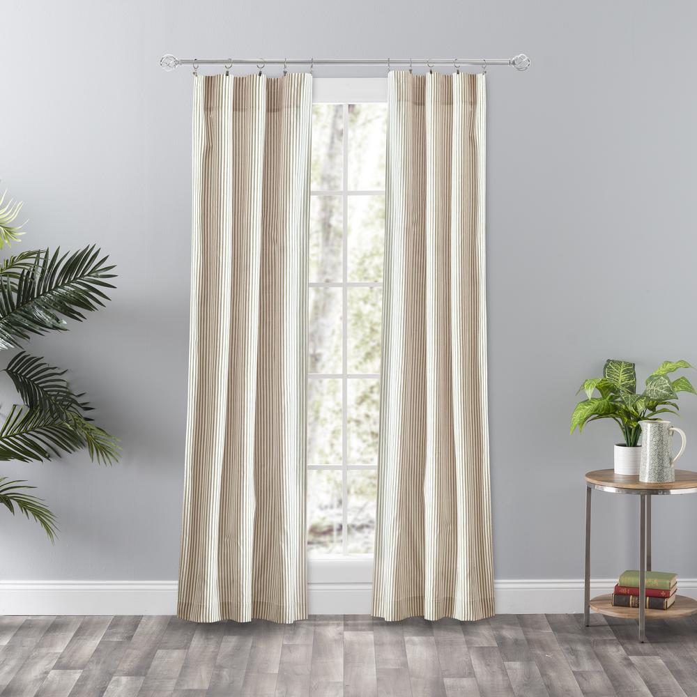 Ellis Curtain Plaza Stripe Tan Polyester/Cotton Room Darkening Tailored