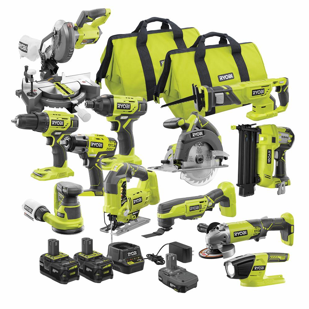 Ryobi ONE+ 18V Cordless 12-Tool Combo Kit with 3 Batteries and Charger