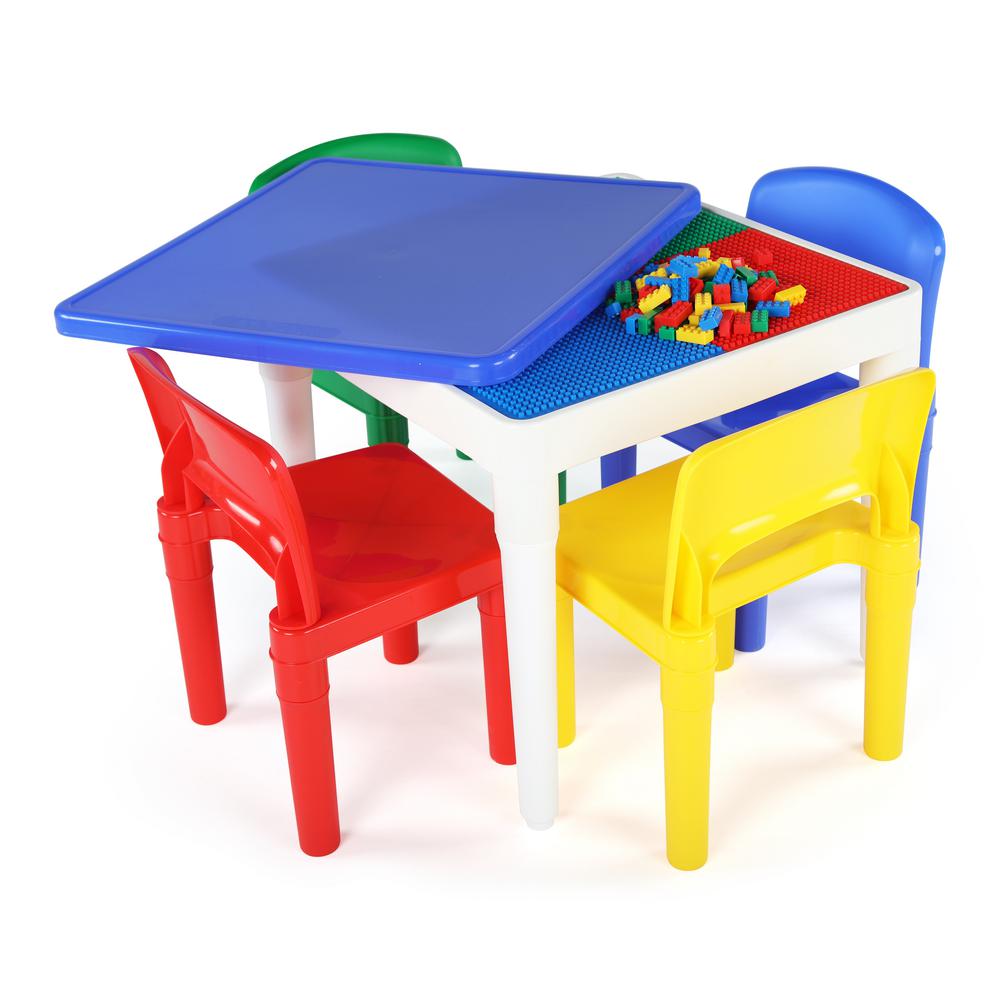 lego table with storage triangle and 3 chairs