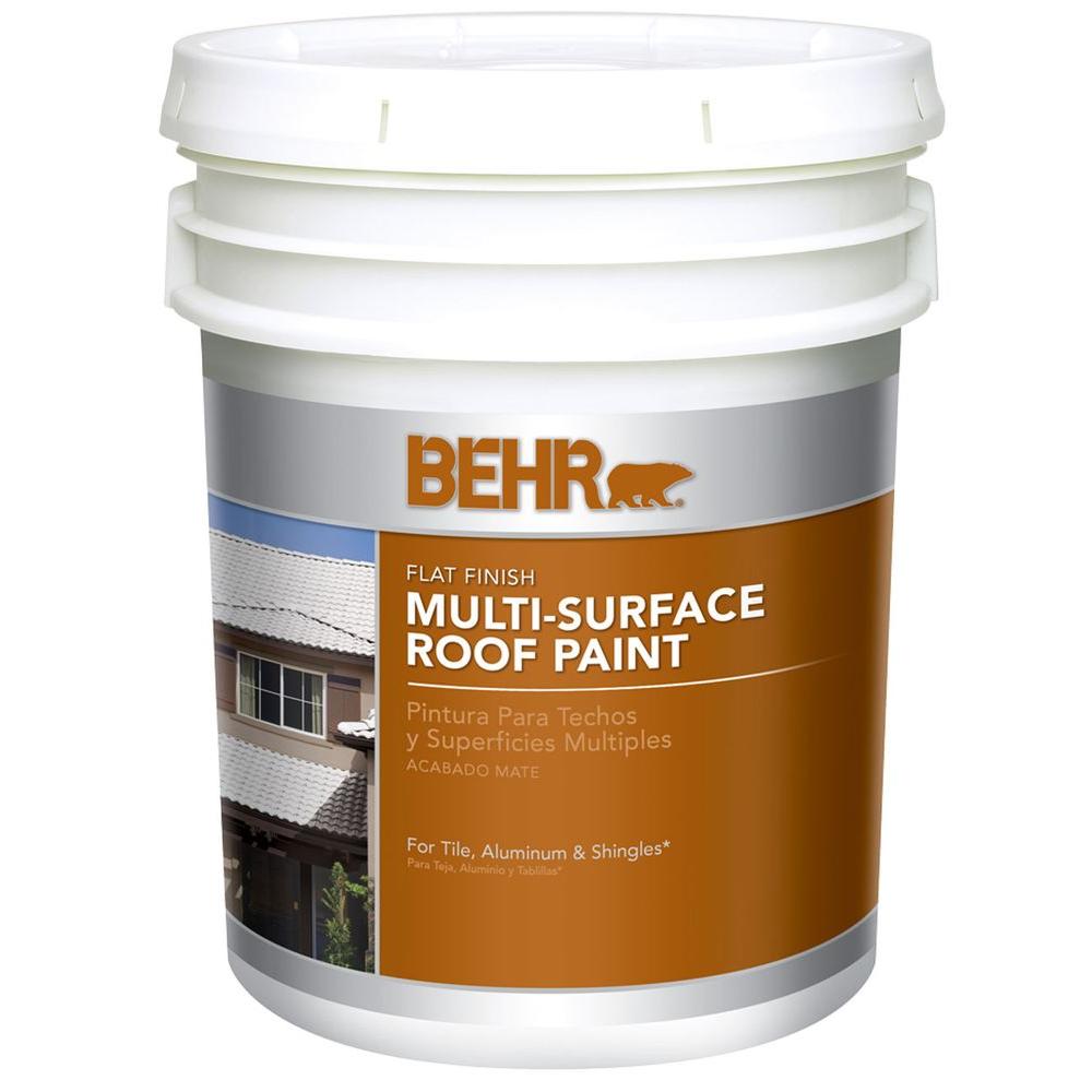 BEHR 5 Gal. White Flat Acrylic Latex Roof Paint06505 The Home Depot