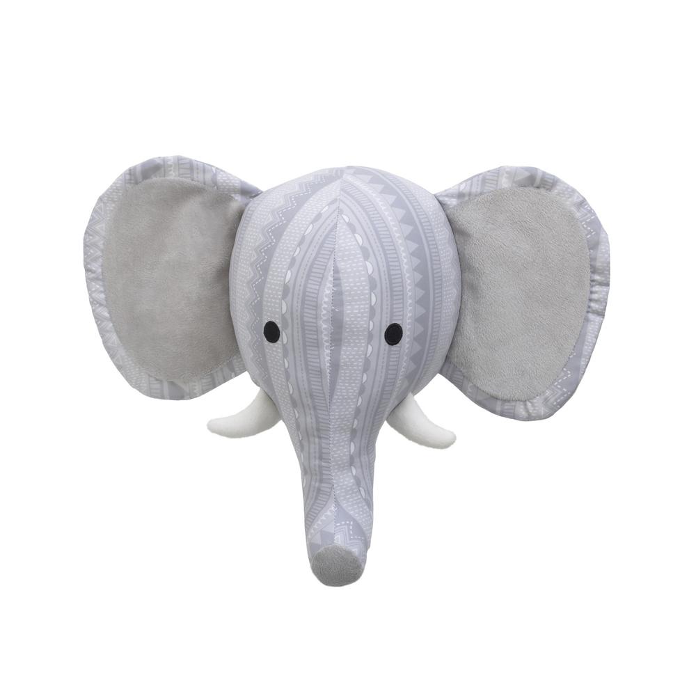 plush elephant head wall mount