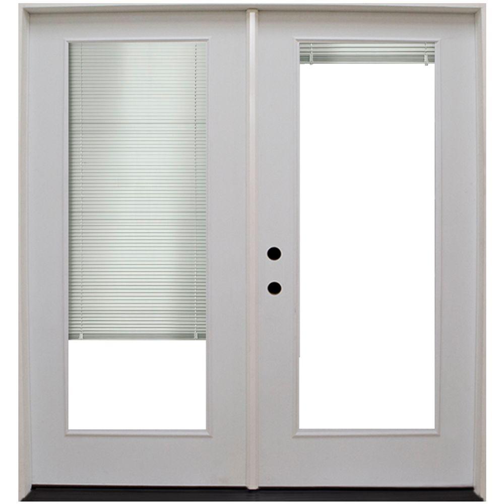 Steves Sons 72 In X 80 Primed White Fiberglass Prehung Right Steves Sons 72 In X 80 Primed White Fiberglass Prehung Right Hand Inswing Mini Blind Patio Door