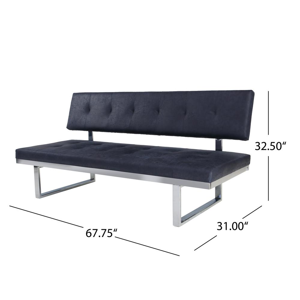 Noble House Bezout Contemporary Navy Blue Microfiber Upholstered