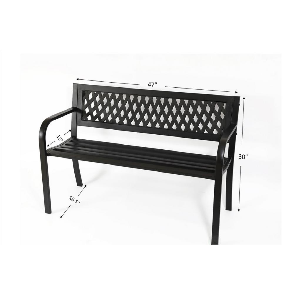 50 Patio Garden Bench Park Yard Outdoor Furniture Steel Frame Porch Chair Seat Patio Chairs Swings Benches Patio Garden Furniture