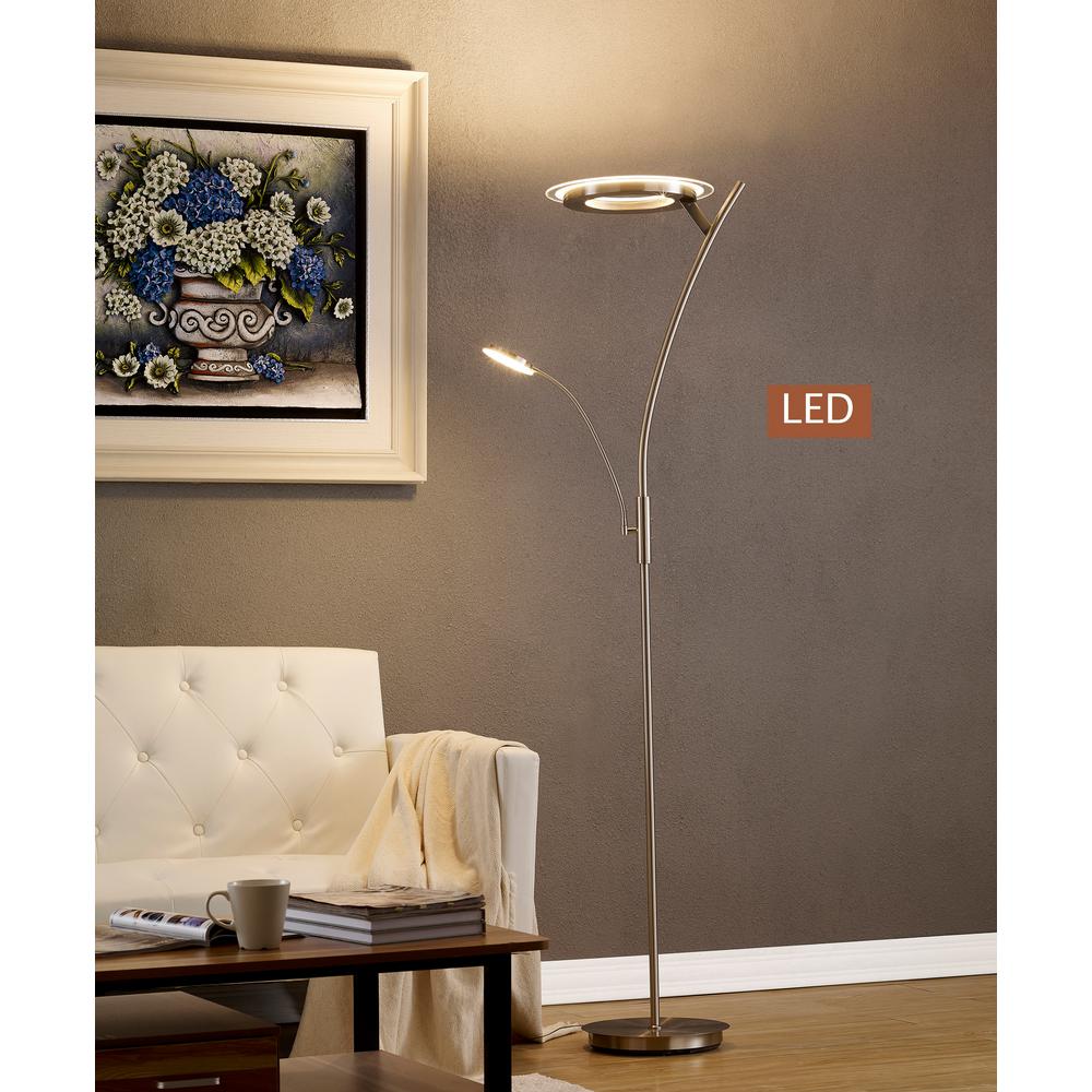 Artiva 71 In Satin Nickel Lumineux Led 30 Watt Torchiere Floor Lamp Reading Light