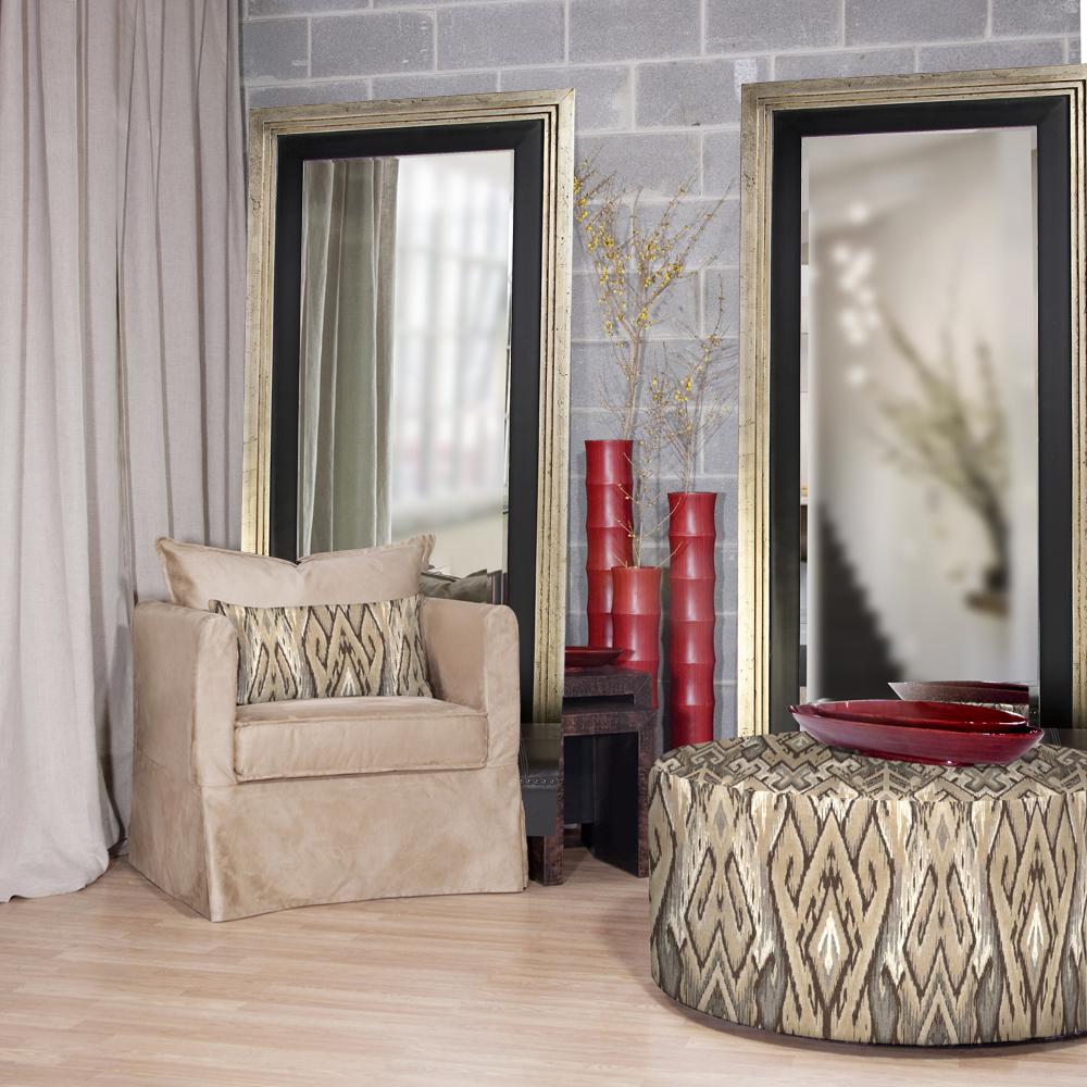 Mid Century Modern Floor Mirrors The Home Depot Dawson Silver And Black Leaner Mirror