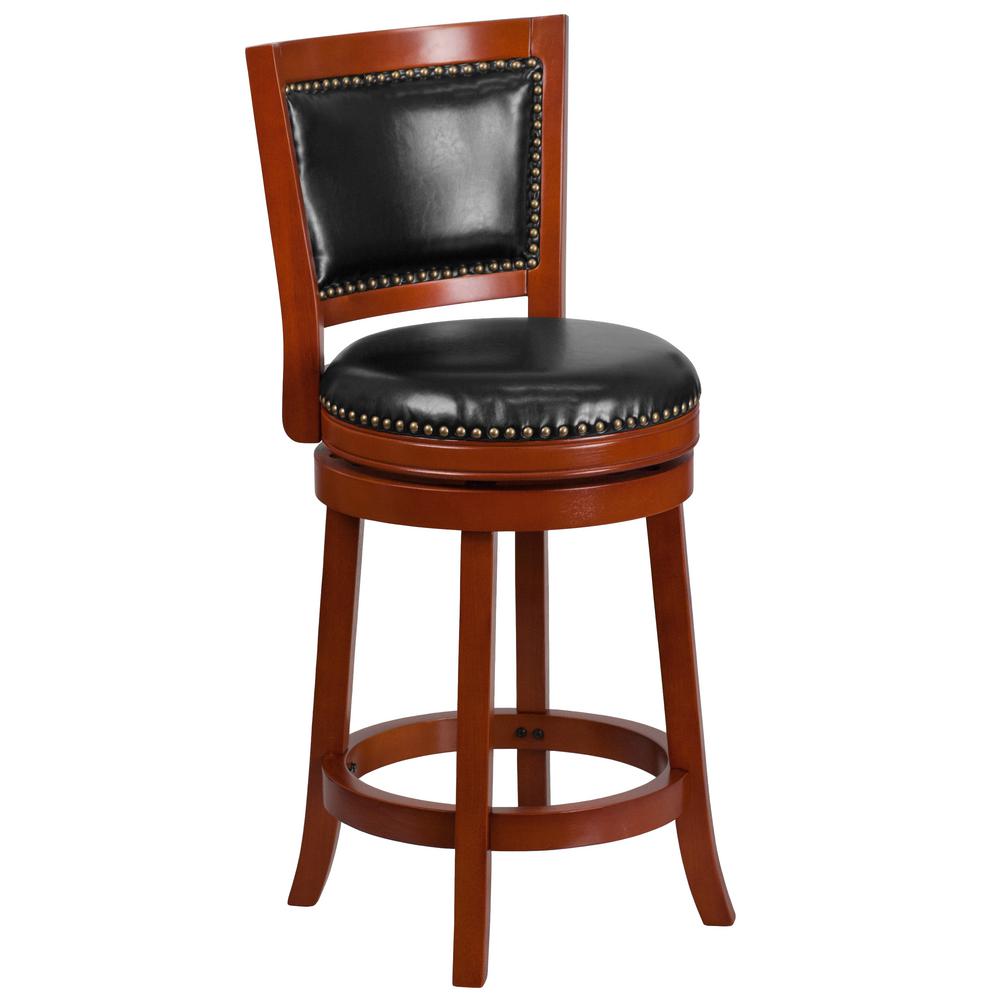 HomeSullivan Morris 24 in. Cherry Swivel Cushioned Bar Stool401140E