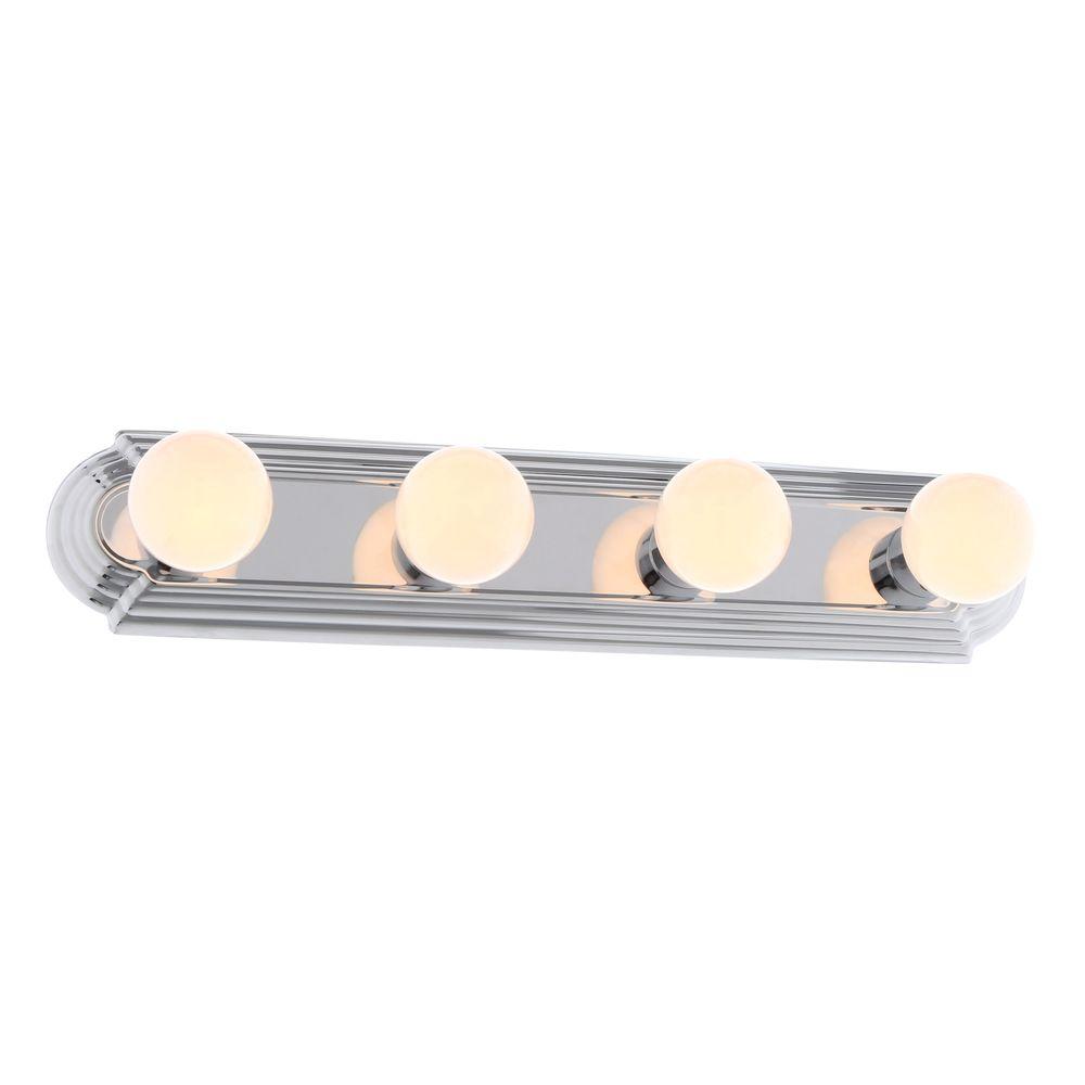 Hampton Bay Vanity Lighting The Home Depot 4 Light Chrome Raceway Vanity