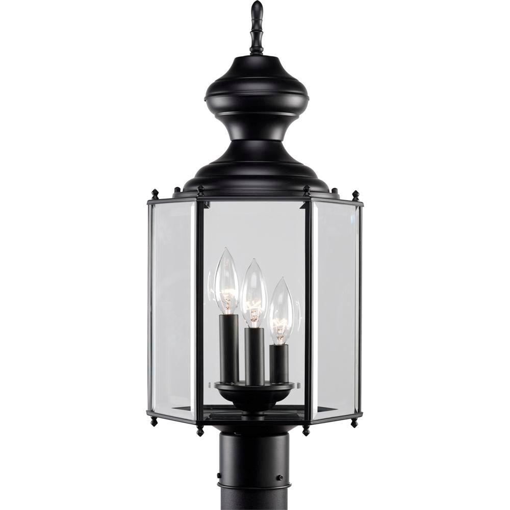 Progress Lighting 3 Light Black Outdoor Post Lantern