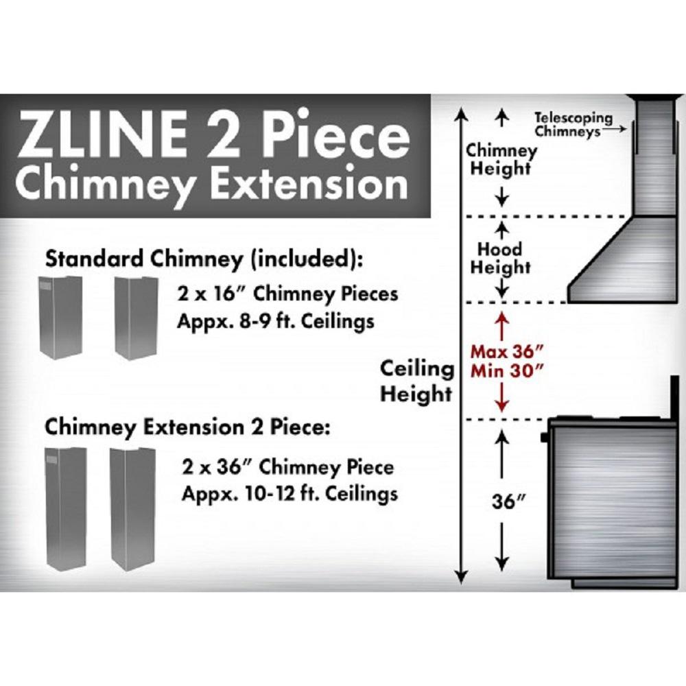 Ceilings To 12 Ft Chimney Extensions For 10 Ft Zline 2 36 In