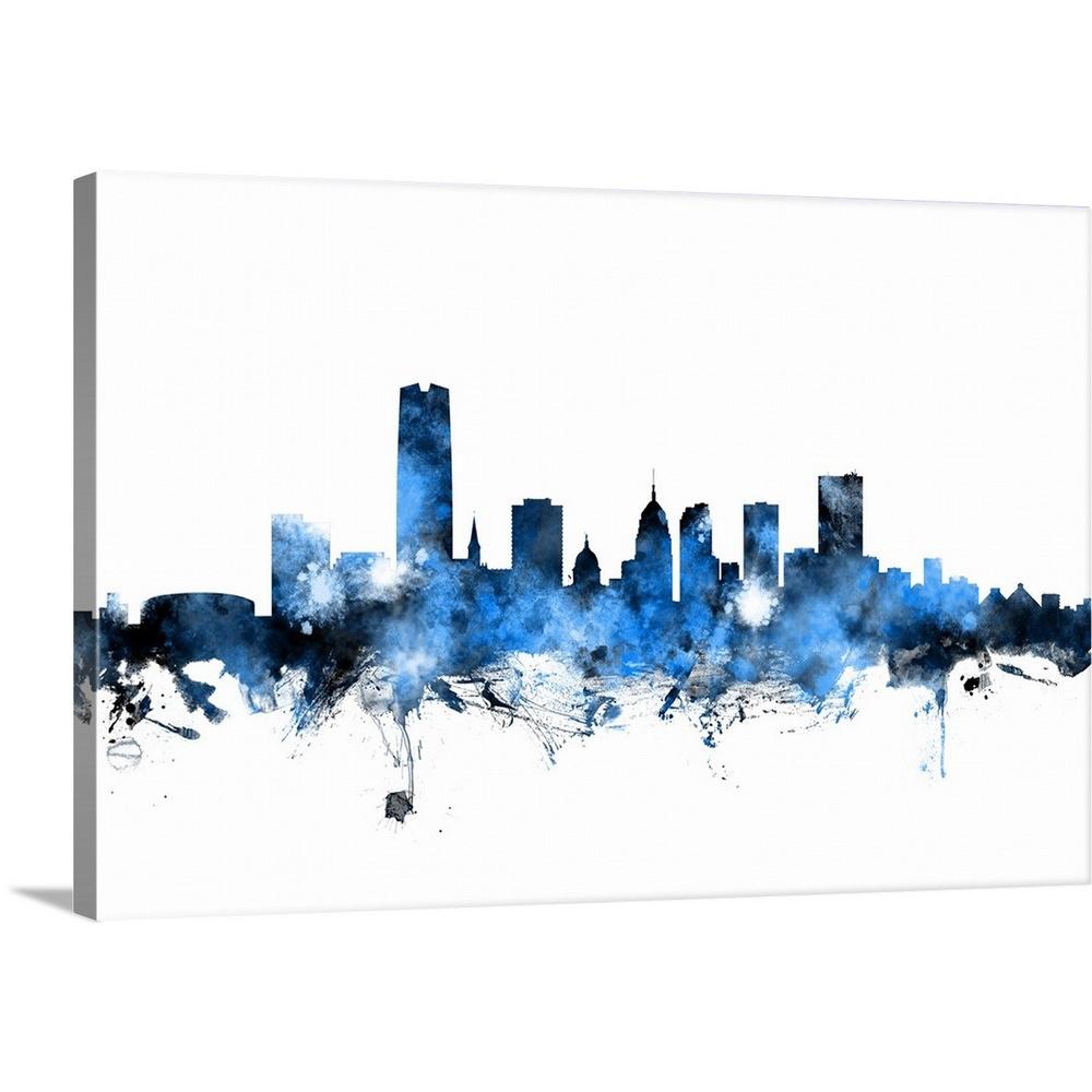 Oklahoma City Skyline By Michael Tompsett Canvas Wall Art