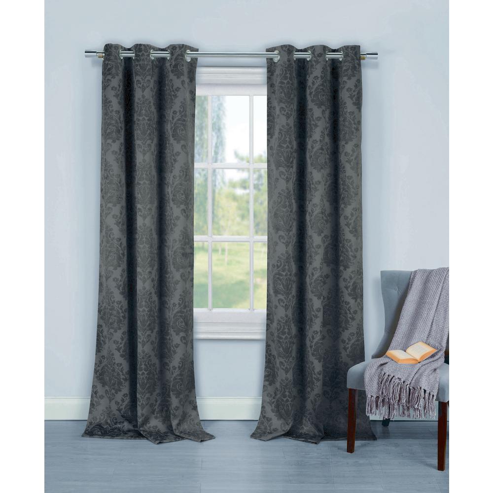 Damask Black Blackout Curtains Curtains Drapes The Home
