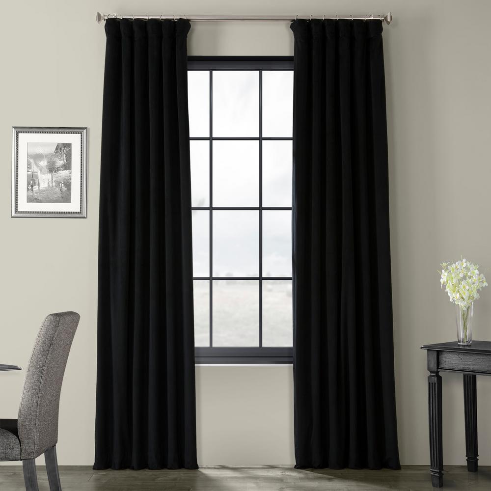 Exclusive Fabrics Furnishings Blackout Signature Warm Black Blackout Velvet Curtain 50 In W X 120 In L 1 Panel