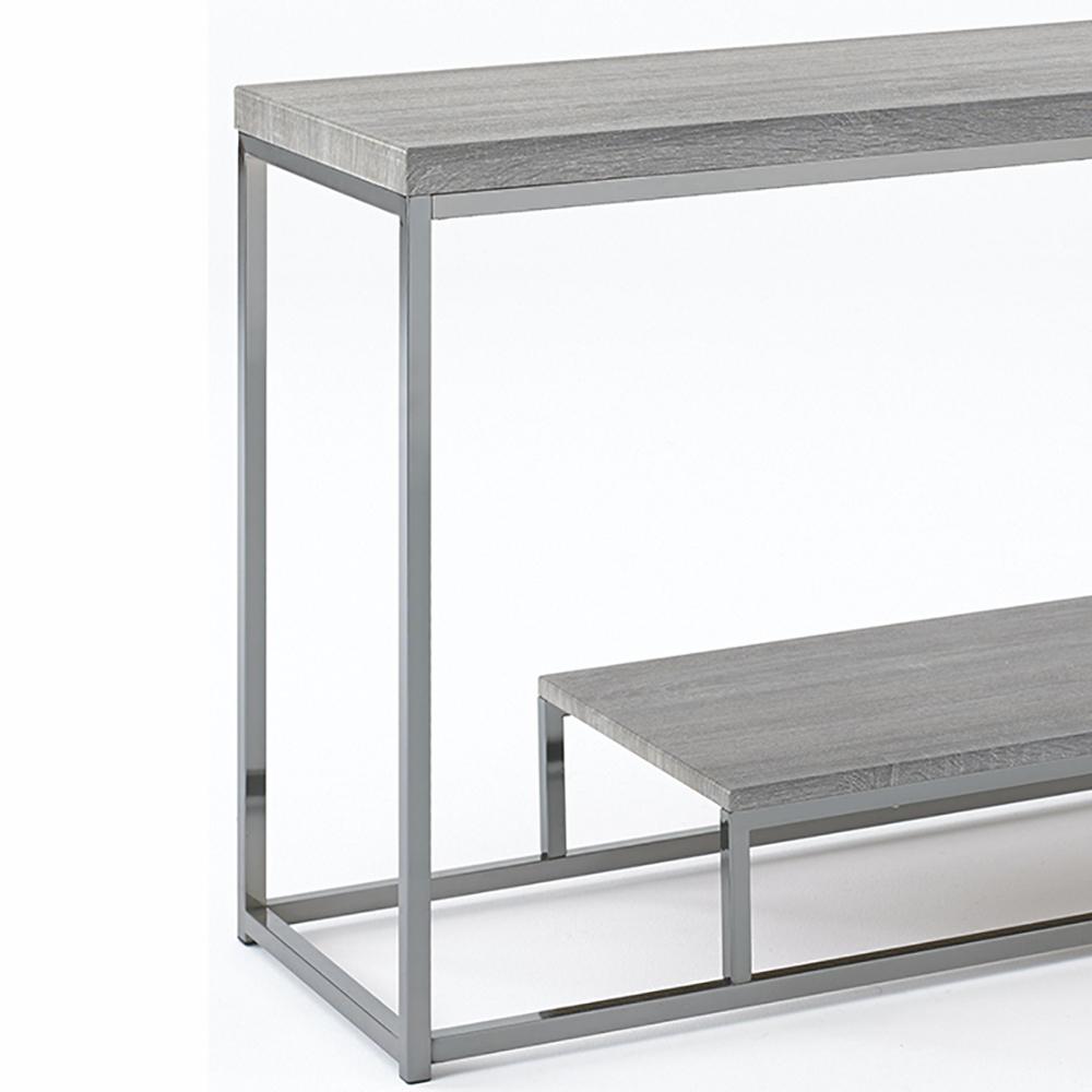 Lucia Dark Brown Sofa Table With Nickel Base Lucia Dark Brown Sofa Table With Nickel Base