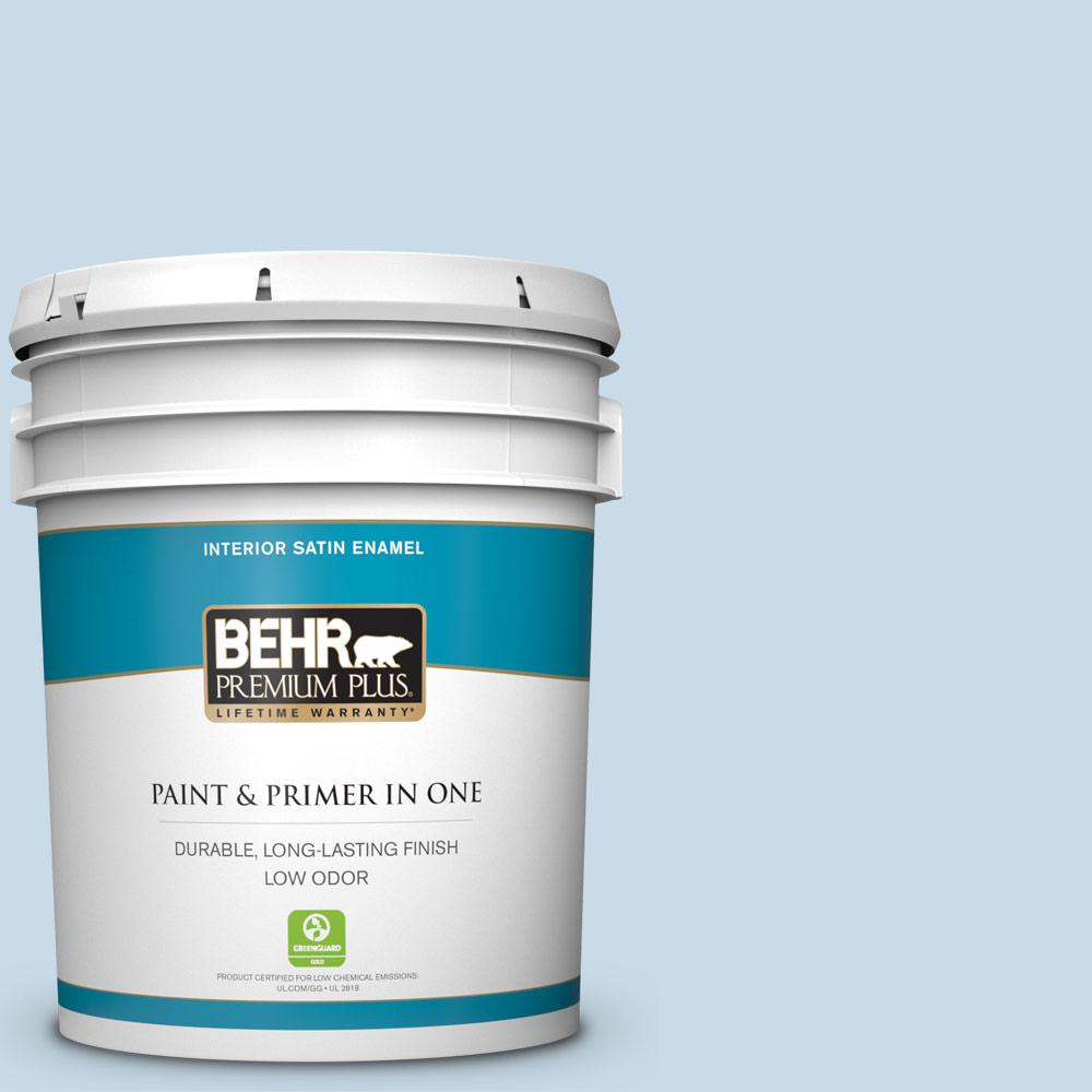 BEHR PREMIUM PLUS 5 gal. M5101 Blue Me Away Satin Enamel Low Odor