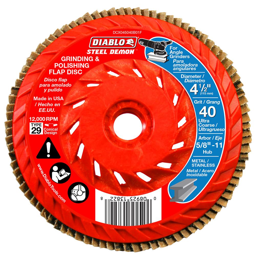 Diablo 4-1/2 in. 40-Grit Steel Demon Grinding and Polishing Flap ... Diablo 4-1/2 in. 40-Grit Steel Demon Grinding and Polishing Flap ...
