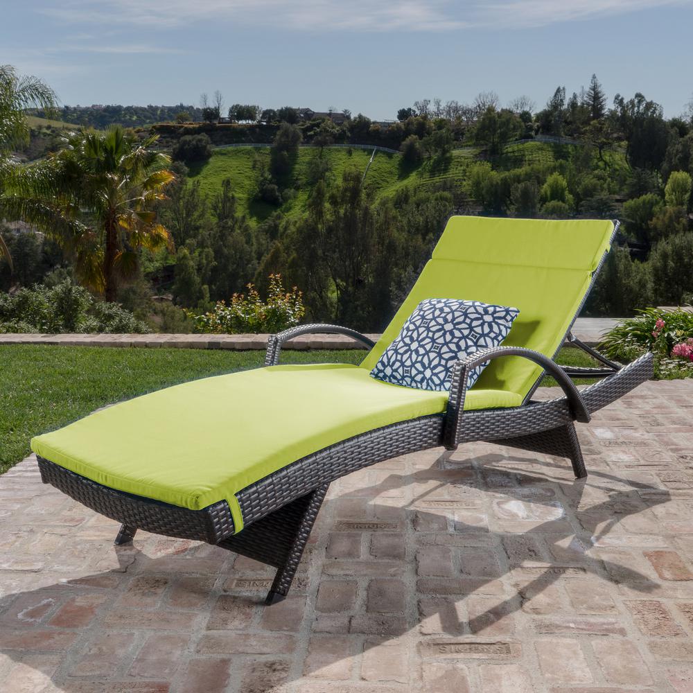 Salem Multi-Brown 2-Piece Wicker Outdoor Chaise Lounge with Green