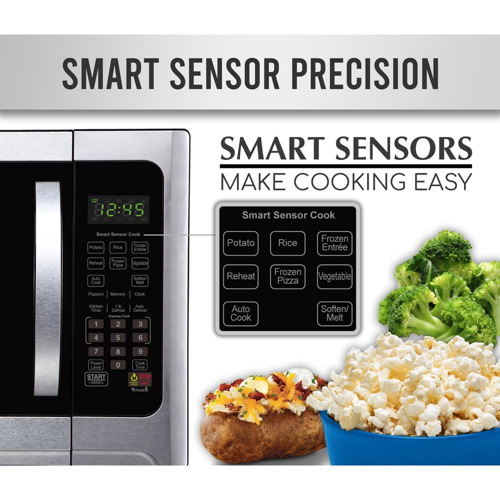 Customize your cooking experience with the array of powerful settings this microwave offers. With ten power levels and six one-touch options like popcorn, potato, and pizza, meal preparation has never been easier. The defrost function allows for weight or time-based defrosting, saving you precious time in the kitchen.