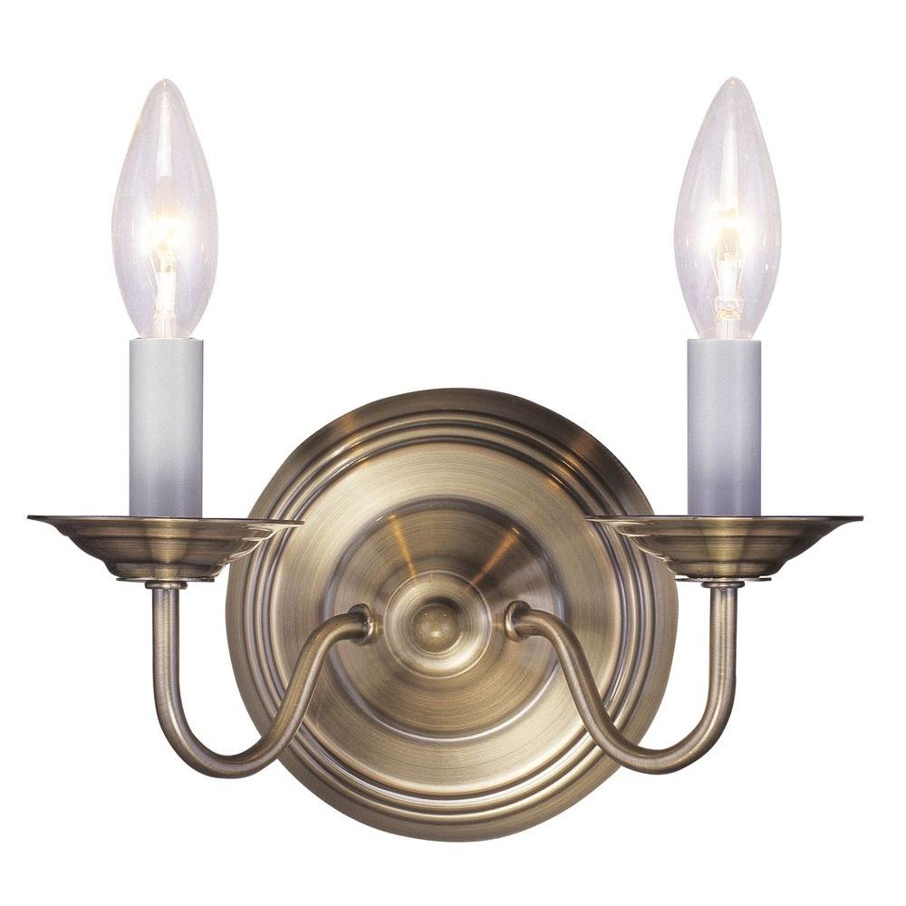 Livex Lighting Providence 2Light Antique Brass Sconce415201 The