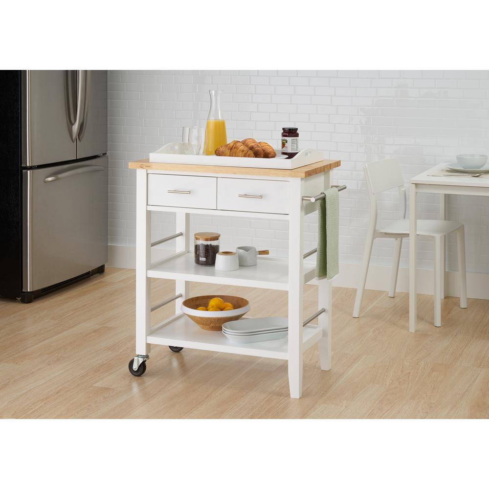 TRINITY White Kitchen Cart With Towel Bar TBFLWH1402 The Home Depot