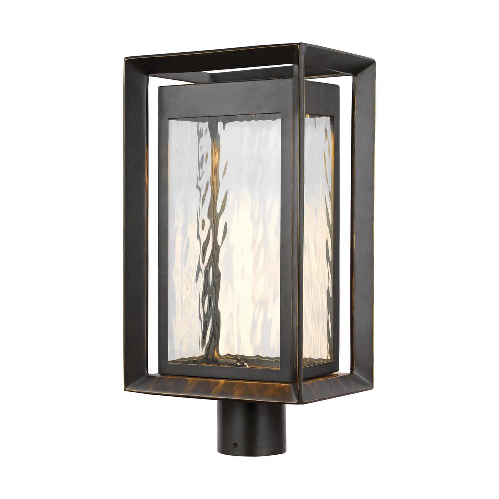 Post Lighting Outdoor The Home Depot Urbandale 1 Light Outdoor Antique Bronze Integrated Led Post