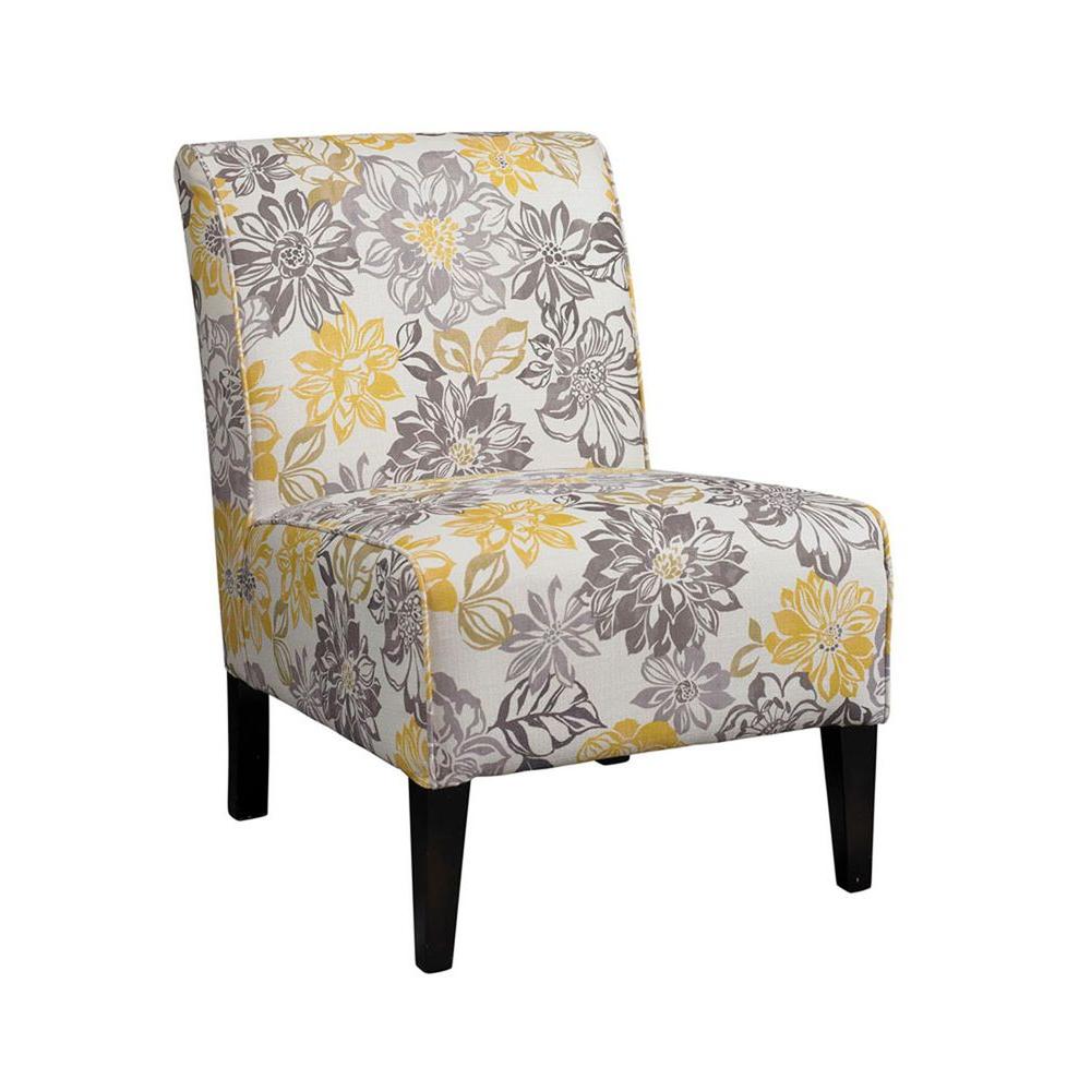 Linon Home Decor Lily Gray and Yellow Polyester Side Chair ...