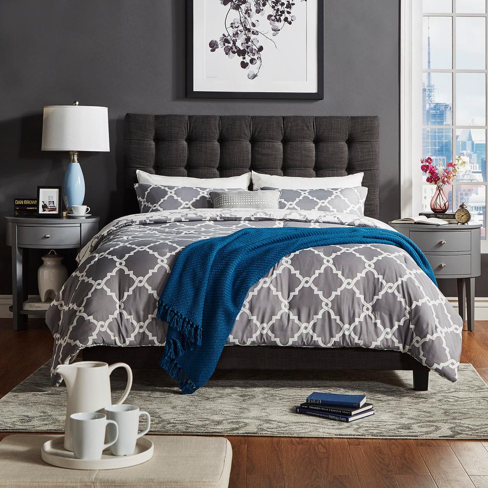 Homesullivan Cadley Dark Grey Button Tufted King Standard Bed