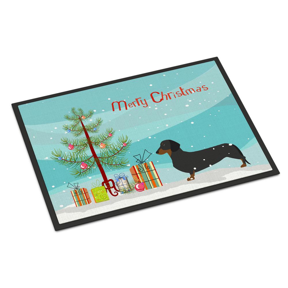 Ine S Treasures 18 In X 27 Indoor Outdoor Dachshund Merry Indoor Outdoor Dachshund Merry Tree Door Mat