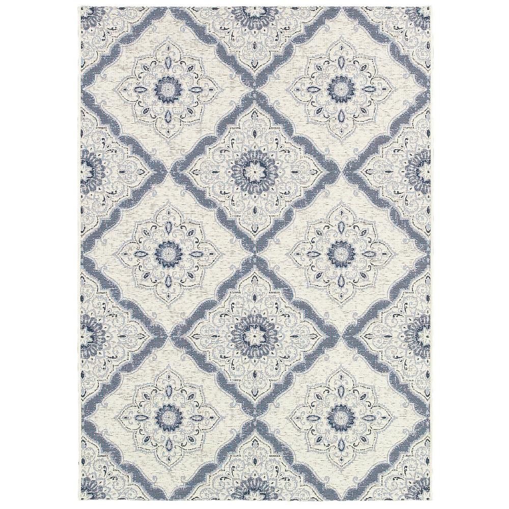 Couristan Dolce Brindisi Ivory Confederate Grey 8 Ft X 11 Indoor Outdoor Area Rug
