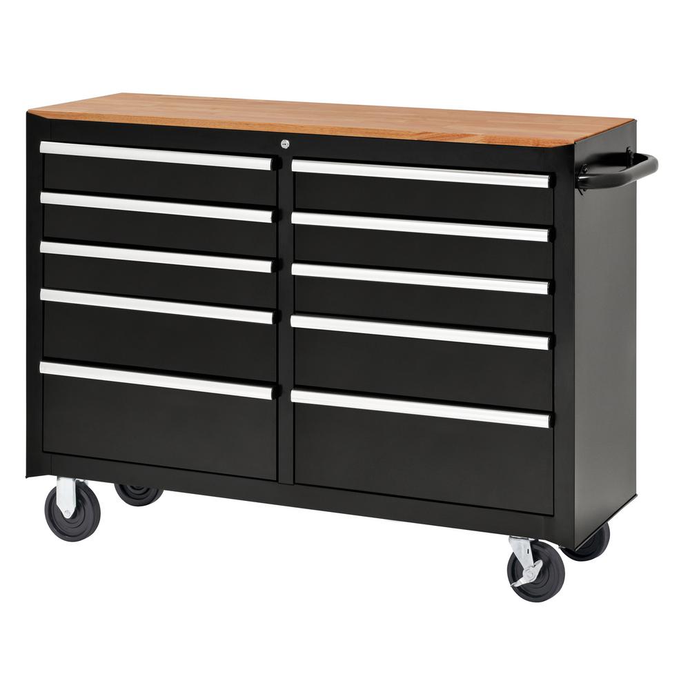 MBI 52 in. 10Drawer Mobile Work Center BlackMWC5210S The Home Depot