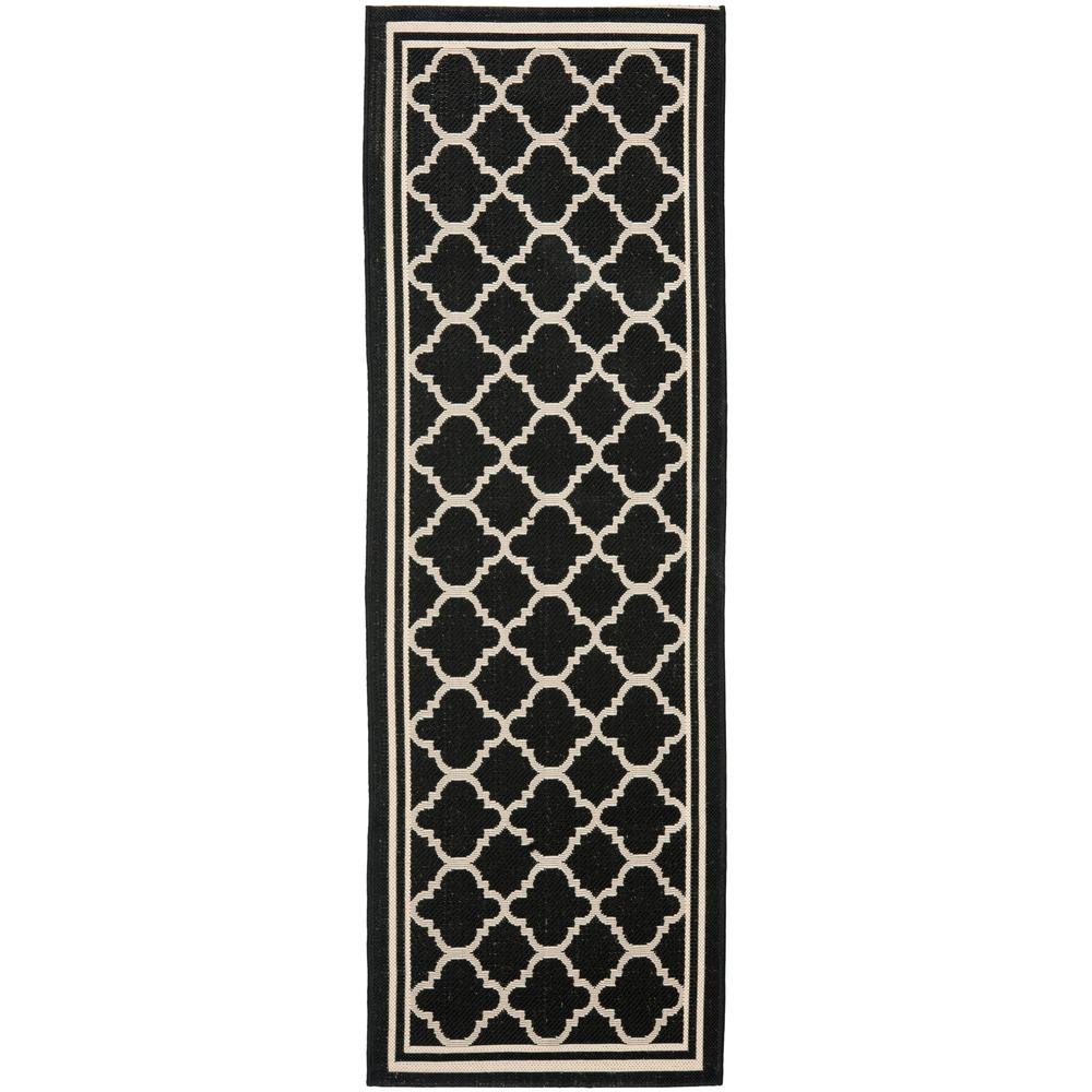 2 X 14 Geometric Black Outdoor Rugs Rugs The Home Depot
