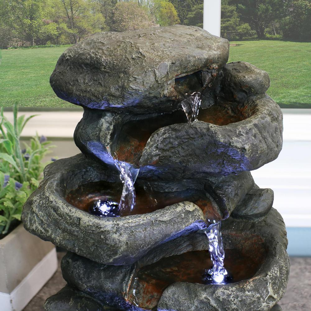 Sunnydaze Decor 10 5 In Stacked Rocks Tabletop Fountain With Led Sunnydaze Decor 10 5 In Stacked Rocks