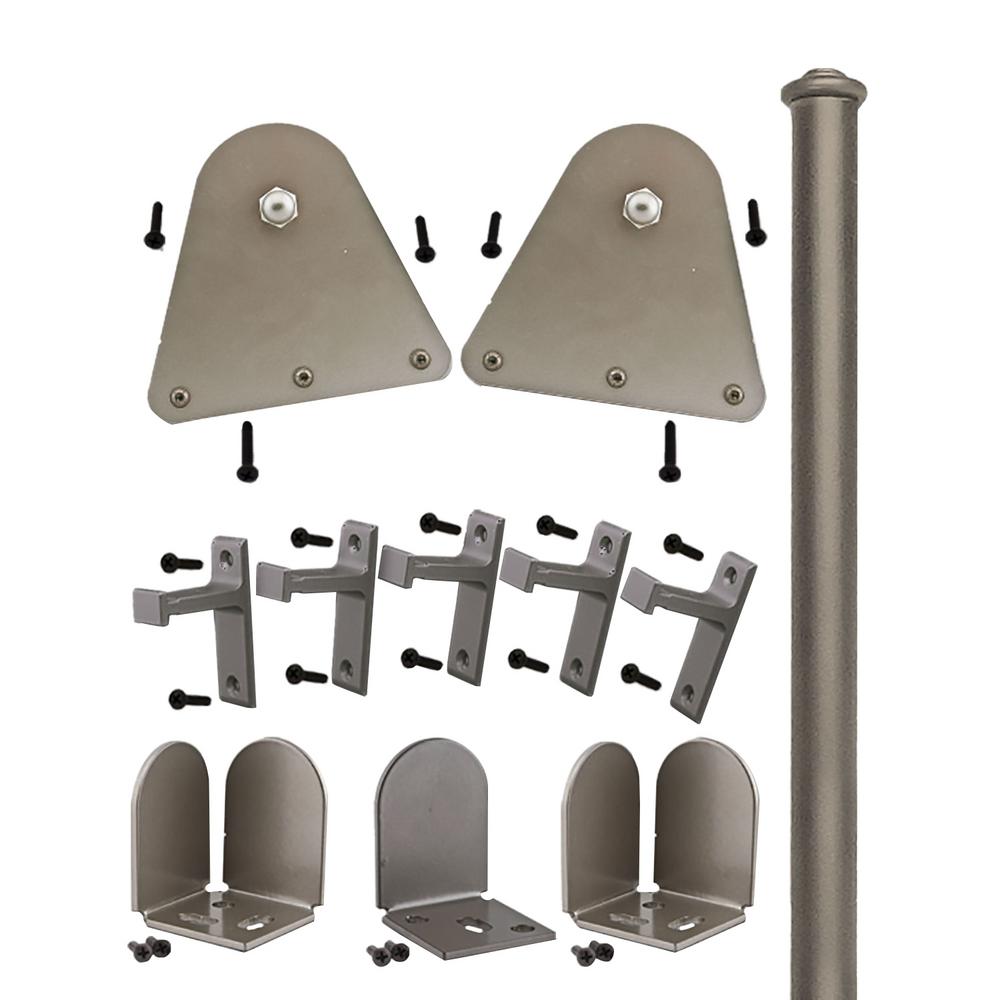 96 in. Triangle Satin Nickel Rolling Door Hardware KitQG1300T02NR