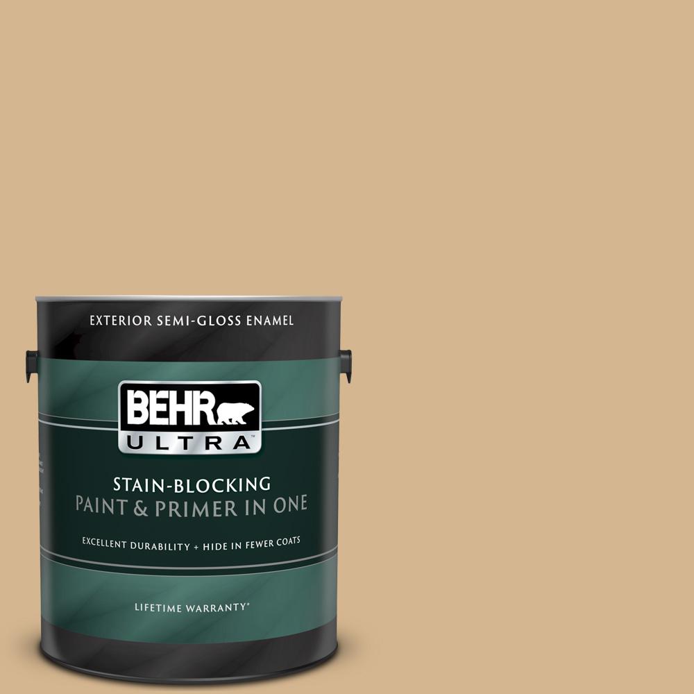 BEHR ULTRA 1 gal. 320F4 Desert Camel SemiGloss Enamel Exterior Paint