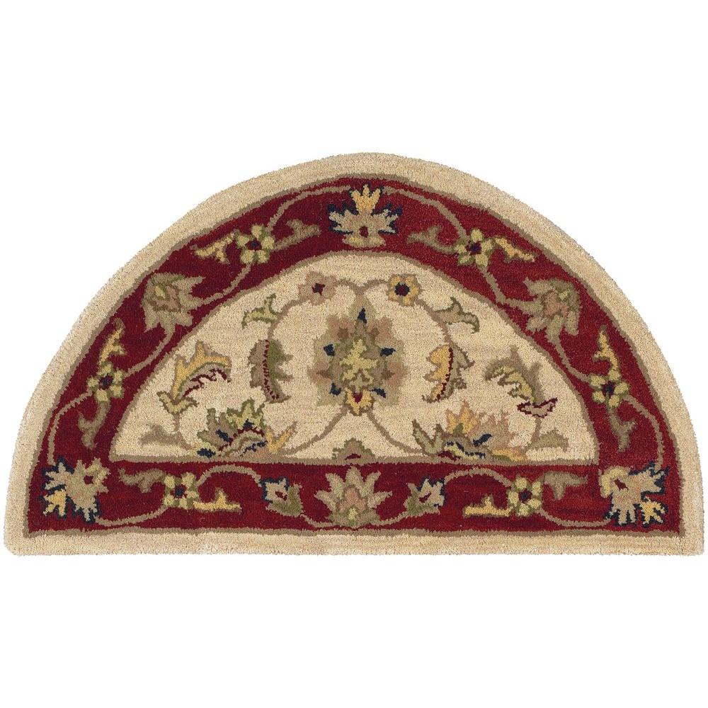 LR Resources Shapes Ivory/Red Half Moon 2 ft. 3 in. x 3 ft. 10 in