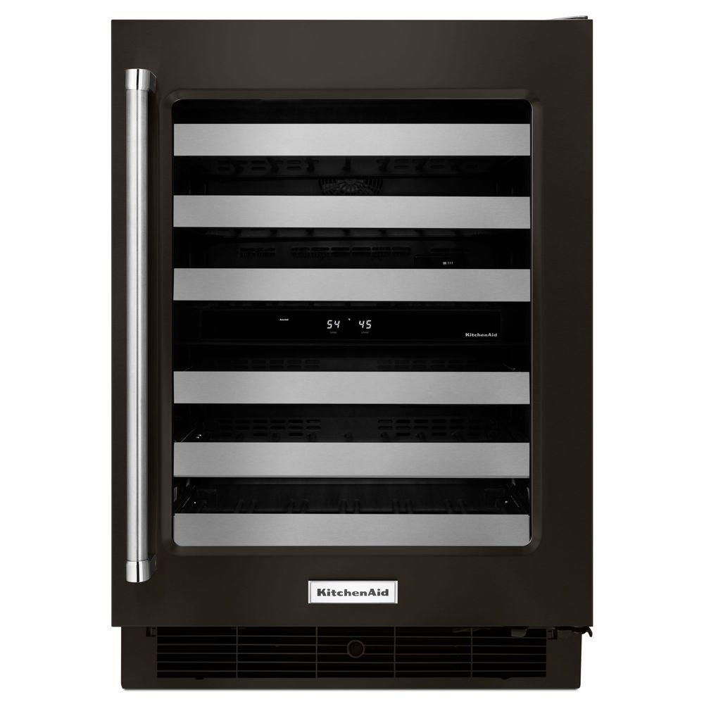 Kitchenaid 24 In W 46 Bottle Dual Zone Wine Cellar Kuwr304ebs The Home Depot