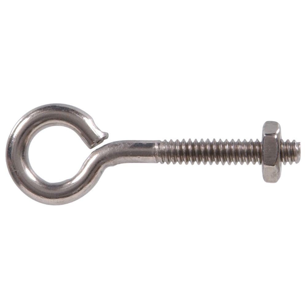The Hillman Group 1/4 in.-20 tpi x 3 in. Stainless Steel Eye Bolt with Stainless Steel Nuts And Bolts Home Depot