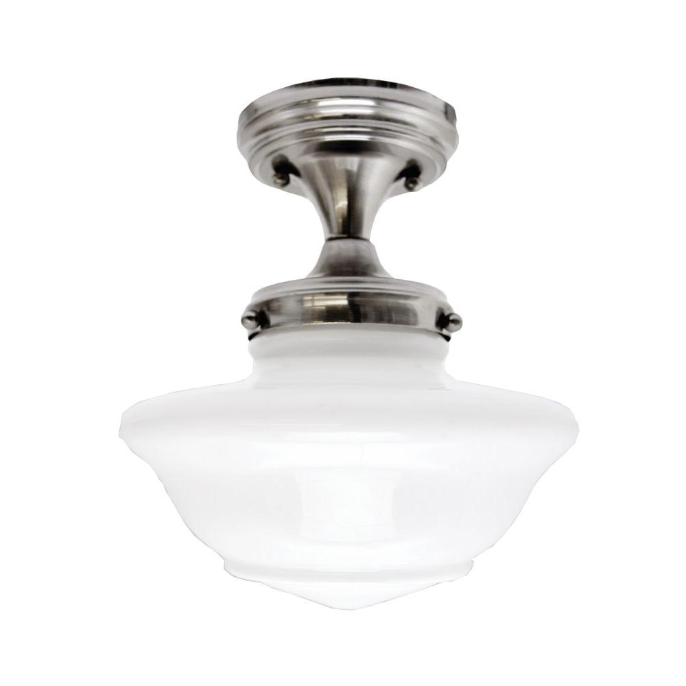 Design House Schoolhouse Satin Nickel Ceiling Mount Light 577494 Design House Schoolhouse Satin Nickel Ceiling Mount Light