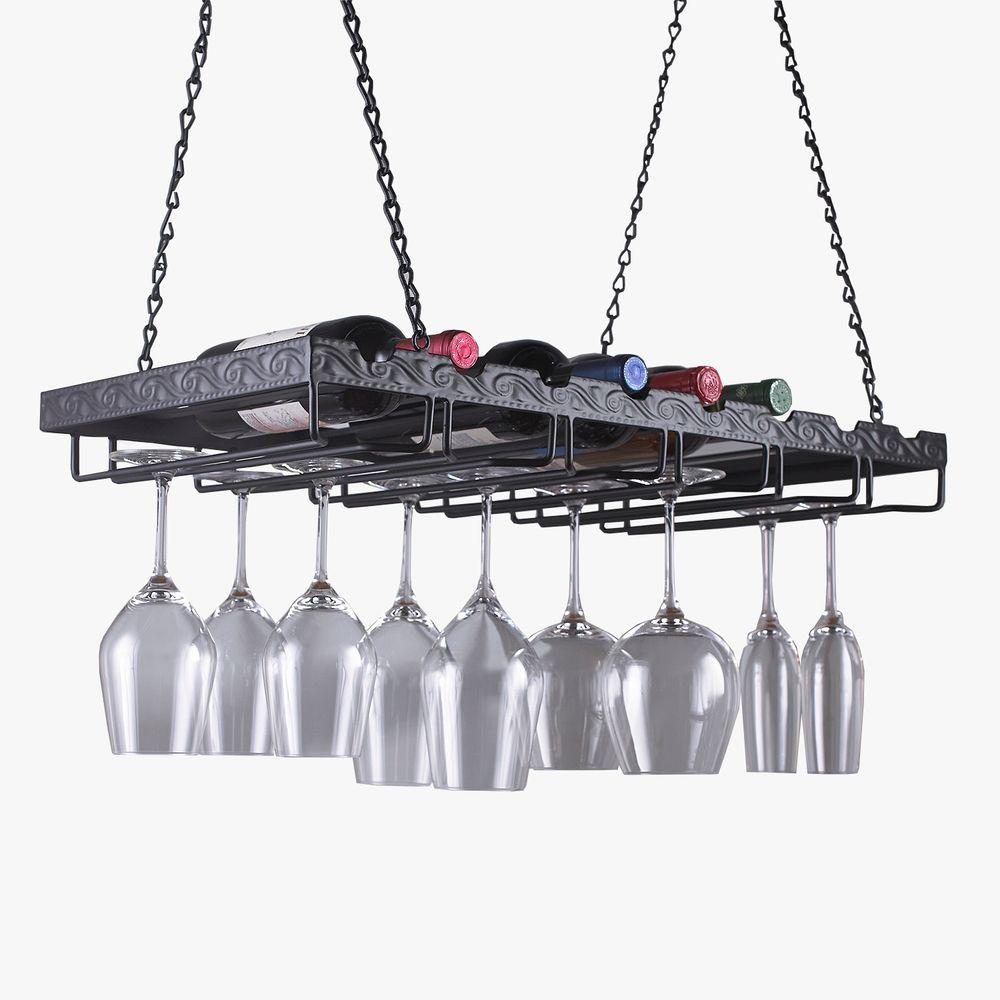 13 3 4 In W X 2 3 4 In H X 26 In D Metal Hanging Wine Glass Rack