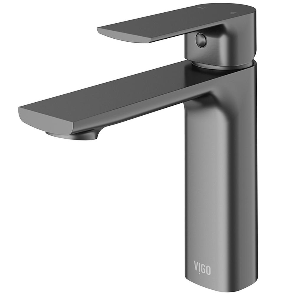 VIGO Davidson Single Hole SingleHandle Bathroom Faucet in Graphite BlackVG01043GB The Home Depot