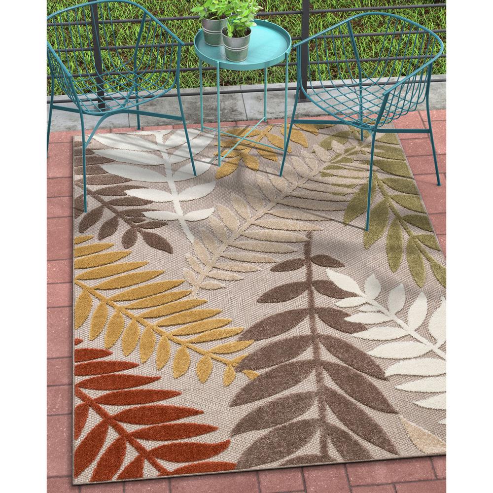 Well Woven Dorado Mariah Modern Tropical Leaves Beige Hight Low Dorado Mariah Modern Tropical Leaves