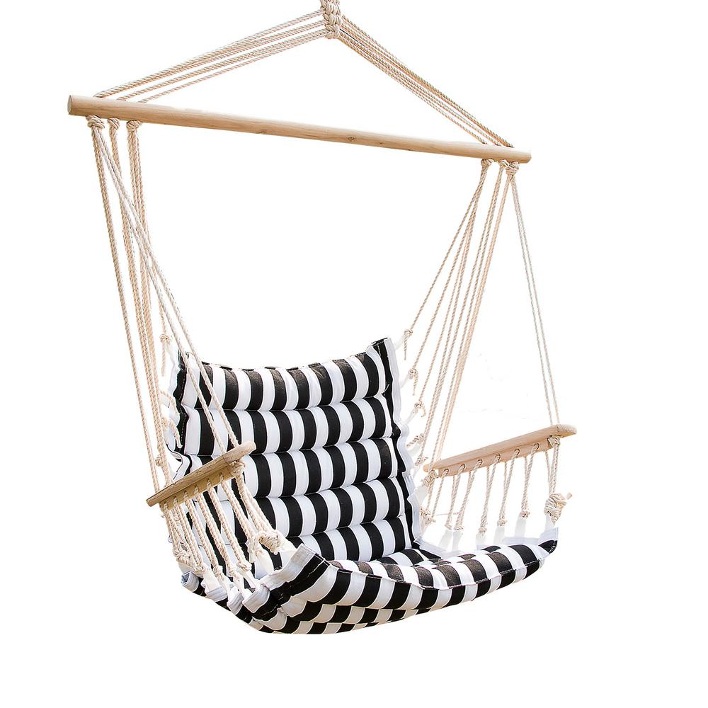 unbranded 43 in x 22 in hammock hanging swing chair in black and white  stripesushg1048  the home depot