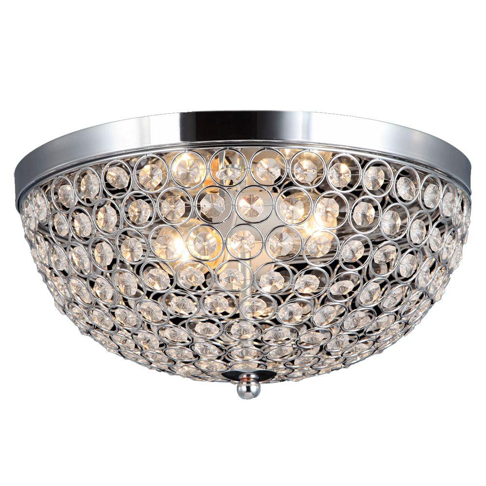 Decor Living 2-Light Chrome and Crystal Flushmount-105033-15 - The Home ...