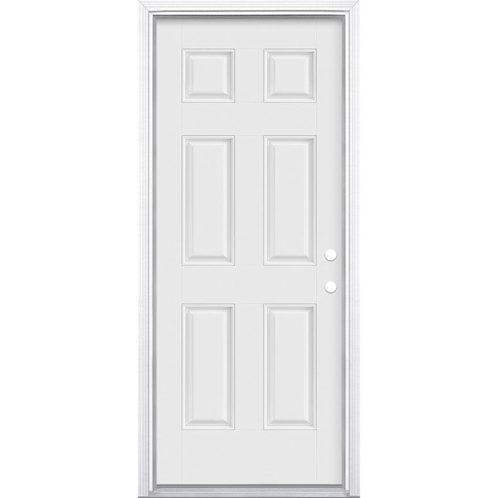 Masonite 32 In X 80 In 6 Panel Left Hand Inswing Primed White