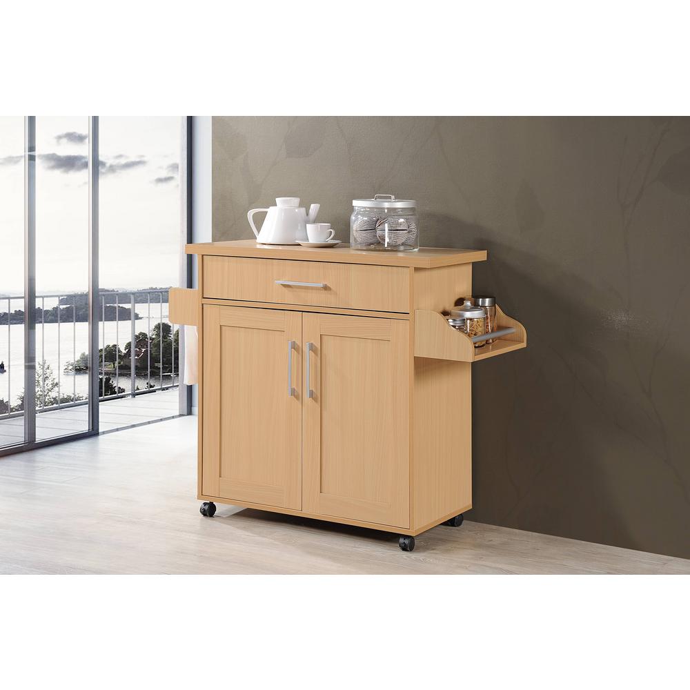 Details About Rolling Kitchen Island Beech Cabinet Storage Counter Spice Rack Towel Holder Bar