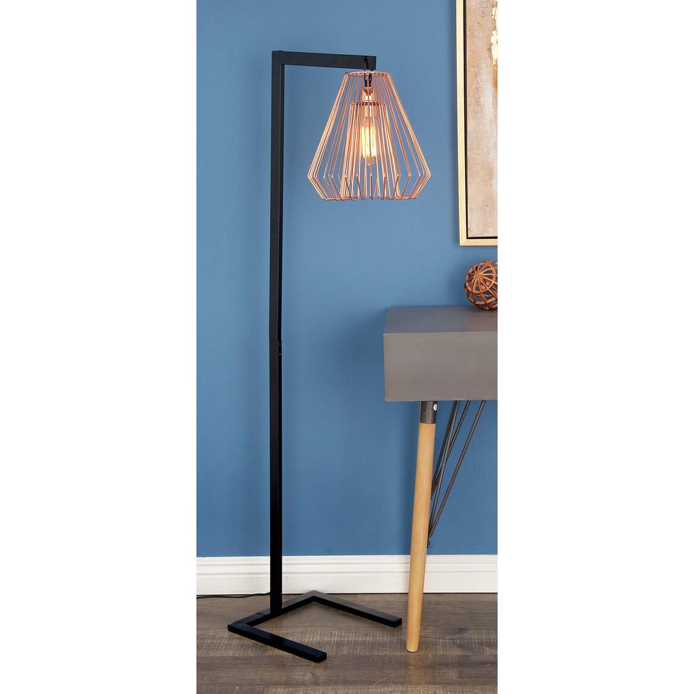 Litton Lane 55 In Modern Iron Wire Diamond Floor Lamp Rose Gold Modern Iron Wire Diamond Floor Lamp In Rose Gold