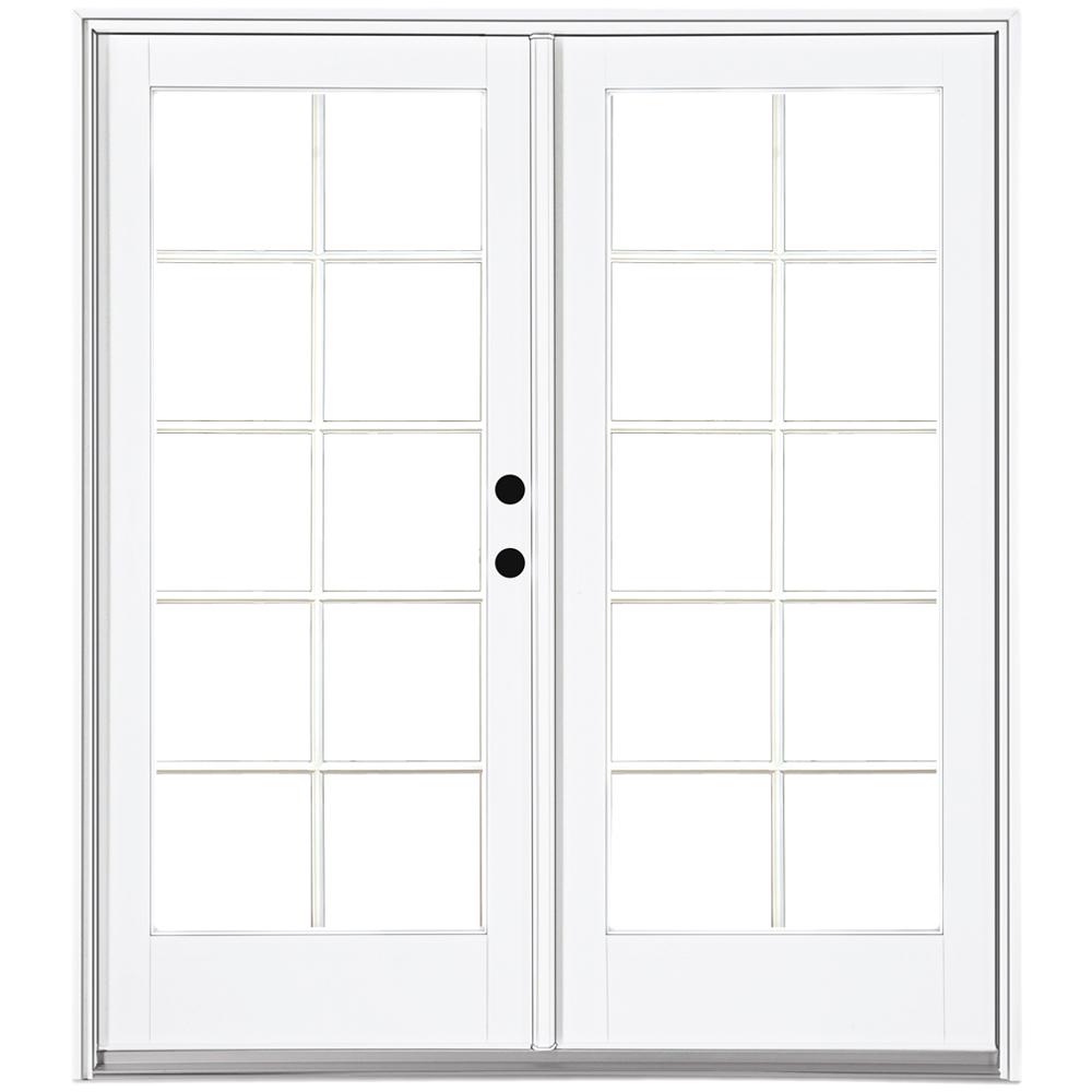 Mp Doors 60 In X 80 In Fiberglass Smooth White Left Hand Inswing Hinged Patio Door Hn5068l00201 The Home Depot